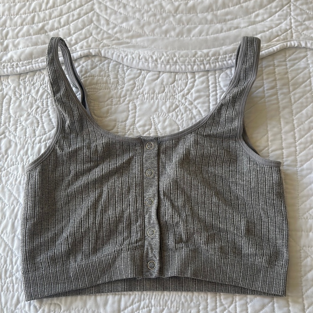 Button down crop top tank top